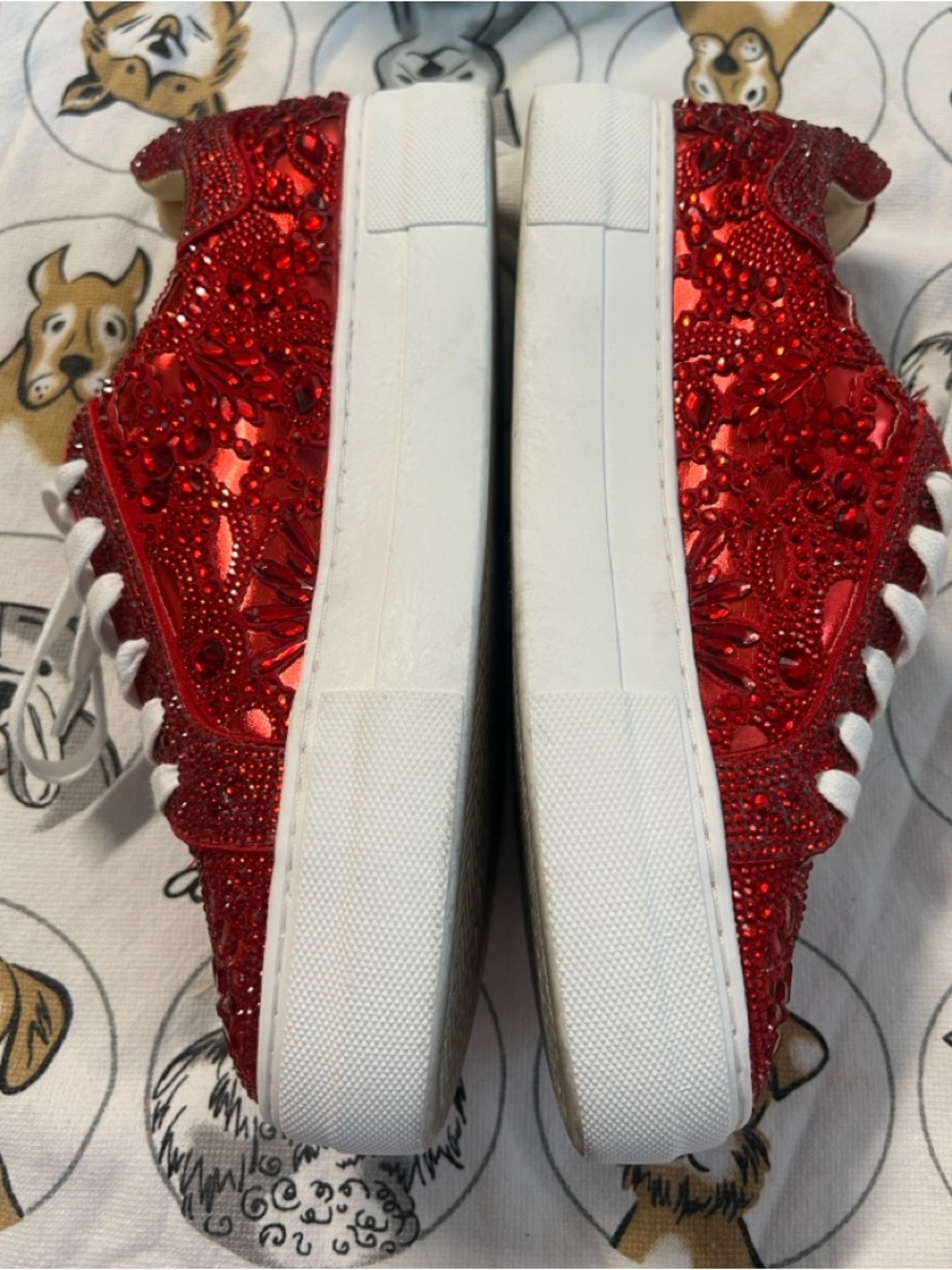 BETSY JOHNSON Red Reily Rhinestone Platform Sneaker Size 8 - Picture 7 of 10